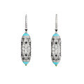 wholesale 925 Silver Gold-Plated High-Carbon Diamond-Inlaid Turquoise Enamel Art Deco Decorative Versatile Women's Earrings-0-0