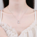 wholesale S925 Sterling Silver Moissanite Heart Pendant Necklace Women's Versatile Collarbone Chain Factory Direct-0-3