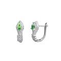 wholesale S925 sterling silver pear-shaped green zirconium snake bone ear clips with a high-end sense of luxury and sparkle for live streaming-0-4
