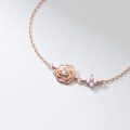 wholesale S925 Silver Sweet Korean Style Small Fresh Rose Flower Bracelet with Cross Star Women's Accessories S5125-0-3