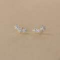 wholesale S925 Sterling Silver Forest Series Cute Row of Diamond Flower Ear Studs Sweet Design Sense Ear Jewelry M05858-0-3