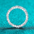 S925 Sterling Silver Full Moissanite Women's Rectangular Beveled Ring-0-1
