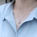 wholesale S925 silver plated women's moissanite pendant necklace, new in stock round-shaped drop wholesale-0-3