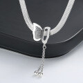 wholesale S925 sterling silver snake bone chain with zirconia butterfly fringe necklace, trendy and edgy for stylish girls, luxury and niche accessory-0-3