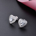 wholesale S925 Silver Korean and Japanese Minimalist Fresh Style Earrings with Zirconia Heart Studs, Forest-Inspired Women's Silver Jewelry Wholesale-0-2