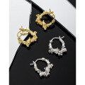 wholesale S925 Sterling Silver 104 Korean Version Ins Small Design Sense Irregular Knot Vine Texture Textured Earrings for Women-0-1