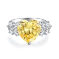 wholesale S925 Sterling Silver Yellow Diamond Ring for Women, Ice Cut Radiant Cut 8A Zircon Engagement Ring, Wedding Banquet European and American Cross-Border-0-15