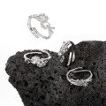 wholesale S925 Sterling Silver with Zirconia Inset, New Small Design, Individualistic, Luxe, High-End, Stylish Couple's Ring for Women-0-1