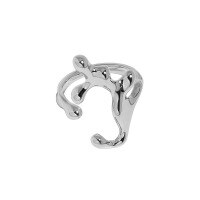 wholesale S925 Sterling Silver Korean Version Ins Minimalist Niche Design Irregular Surface Lava Textured Open Adjustable Ring for Women-Platinum [No. 13/Adjustable] Opening adjustable