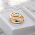 wholesale S925 silver plated with 14K gold Japanese-style minimalist versatile irregular curved plain ring-0-1
