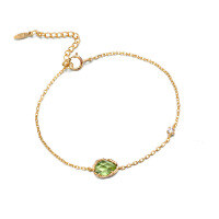 wholesale S925 sterling silver new trendy minimalist crystal energy gemstone bracelet, multiple colors available-Green Olive>925 Silver