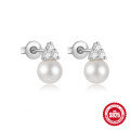 wholesale S925 Sterling Silver Star Moon Pearl Moonstone Diamond Inlaid Stud Earrings,-0-8