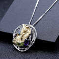 wholesale S925 Sterling Silver Designer High-End Gemstone Pendant Necklace with Naturalistic Design-0-1