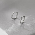 wholesale 925 Sterling Silver Single Diamond Square Geometric Ear Clasp for Women, Korean Style Ins Minimalist Elegant Cold Tone Hoop Earrings G8316-0-4