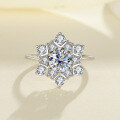 wholesale S925 Sterling Silver Full Moissanite Flower Ring Full Diamond High-End Fashion Versatile Cross-Border Hot Selling Jewelry Wholesale-0-1