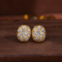 wholesale 925 silver plated with 18K gold, French-textured vintage natural topaz twist earrings for women, a hot-selling item on independent websites-925 silver natural topaz