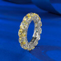 wholesale S925 Sterling Silver 5*5mm Yellow Diamond Eternity Band Stacking Ring for Women, Ins Style-0-1
