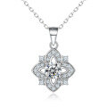 wholesale 925 Sterling Silver Flower Zircon Ring, Star Earrings, Four-Leaf Clover Necklace Women's Jewelry Set-0-3