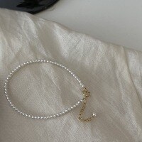 wholesale Sterling Silver Basic Round Strong Light Swarovski Crystal Pearl Bracelet Exquisite Minimalist Fashion Versatile Fever Blogger-2mm pearls 925 silver