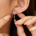 925 Sterling Silver Hip-Hop American Moissanite Irregular Stud Earrings Women's Fashion Cross-Border Amazon Evil Eye-0-1