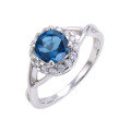 wholesale S925 Sterling Silver Vintage Natural Emerald Ring with Sapphire and Colored Gemstone Ring for Summer-0-8