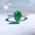 wholesale S925 Silver New Drop 6*9 Green Diamond Pear-Shaped Ring for Women,Ins Style Fashion Versatile-0-1