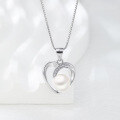 wholesale 925 Sterling Silver Heart Pearl Necklace for Women with Inlaid Diamond Shell Pearl Pendant, Small and Exquisite, Luxurious and Versatile Collarbone Chain Birthday Gift-0-0