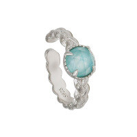 wholesale S925 silver-plated 14K gold + labradorite & white crystal French vintage-style minimalist ear cuff-Amazonite + White Crystal Ear Clip (Single)  925 Silver