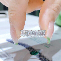 wholesale S925 Silver European and American Row Ring 3*5 Full Diamond Ring for Women, Amazon Wish Cross-Border Best Seller-R094 White No. 10