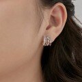 wholesale S925 Sterling Silver Women's Cross-Border Ear Studs Creative Geometric Zircon Design High-End Marquise Diamond Square Zircon Silver Bead Earrings-0-3