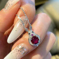 wholesale 18K White Gold ZHUO ZHI FAN Jewelry Seasonal New Original Rabbit Pendant 80mm Pigeon Blood Red High Carbon Diamond Full Diamond Necklace-0-3