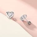 wholesale S925 Sterling Silver Zircon Heart Stud Earrings for Women, High-End Design Silver Earrings-0-2
