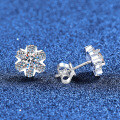 S925 Sterling Silver Moissanite Snowflake Earrings, Light Luxury, Versatile Women's Earrings-0-0