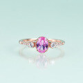 wholesale S925 Sterling Silver with Rose Gold Plated Pink Sapphire Ring, Fashionable and Light Luxury Colored Gemstone Ring-0-1