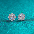 S925 Sterling Silver Moissanite Floral Earrings-0-4