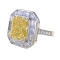 wholesale S925 silver, Zhuo Zhifang new rectangular yellow diamond ice-cut 8*10mm high-carbon diamond versatile ring for women-0-4