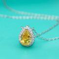 wholesale S925 Sterling Silver Water Drop Ice Flower Cut Necklace for Women with High Carbon Diamond, Premium Yellow Diamond Pendant Choker-0-2