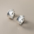 wholesale S925 Sterling Silver Arc-shaped Brushed Wide Hoop Earrings for Women, Korean Style Minimalist Niche Design Ear Accessories M04595-0-3