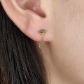 wholesale S925 Sterling Silver Tassel Earrings with Square Zirconia Chain, Minimalist Design in Multiple Colors-0-3