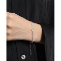 wholesale S925 Sterling Silver Korean Version Ins Minimalist Dainty Sunflower Double-Layer Chain Link Bracelet for Women-0-3