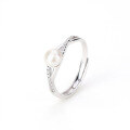 wholesale S925 Sterling Silver Moebius Freshwater Pearl Ring for Women, Korean-style Minimalist Versatile Small Design Band-0-4