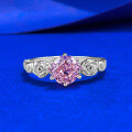 wholesale Rose gold one-carat rose halo padparadscha pink light luxury high-end rose-cut ring elegant wedding ring-0-5