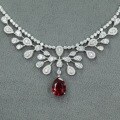 wholesale [] 925 Silver Gold-Plated Pendant Chain with High-Carbon Diamond and Pigeon's Blood Red Teardrop Luxury Jewelry Necklace for Women-0-2