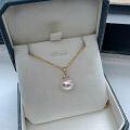 wholesale S925 Sterling Silver Glamorous Strong Pink Luster Pearl Necklace for Women, Classic Minimalist High-End Single Pearl Collarbone Chain-0-2
