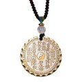 wholesale 999 Solid Silver New Chinese Style Hollowed-Out Gold-Traced Auspicious Words Round Pendant Necklace with Bagua Mountain Spirit Coin Charm-0-4
