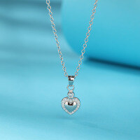 wholesale 925 Sterling Silver Pendant Korean Style Necklace with Micro-Inlaid Zircon Heart Pendant Women's Collarbone Chain TEMU Best-Selling Accessory-Love Single Pendant [Without Chain]  S925 Silver