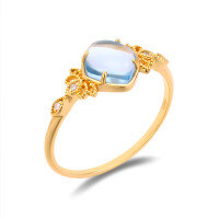 wholesale 925 Silver Vintage Rhombus Ring Set with Natural Topaz, Pendant Included Ready for Drop Shipping-Sky Blue Topaz Ring  Size 10