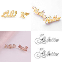 wholesale S925 Silver Cross-Border DIY Custom Letter Chinese Name Earrings Creative Niche High-End Feel One-Click Dropshipping-Contact Customer Service