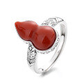 wholesale S925 Sterling Silver Fulu Ruyi Gourd Inlaid with South Red Agate Ring Retro Chinese Style Creative Band-0-4