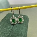 wholesale S925 Sterling Silver Colored Gemstone Imitation Natural Emerald Necklace and Earrings Set for Women Cross-border Trade Collarbone-0-2